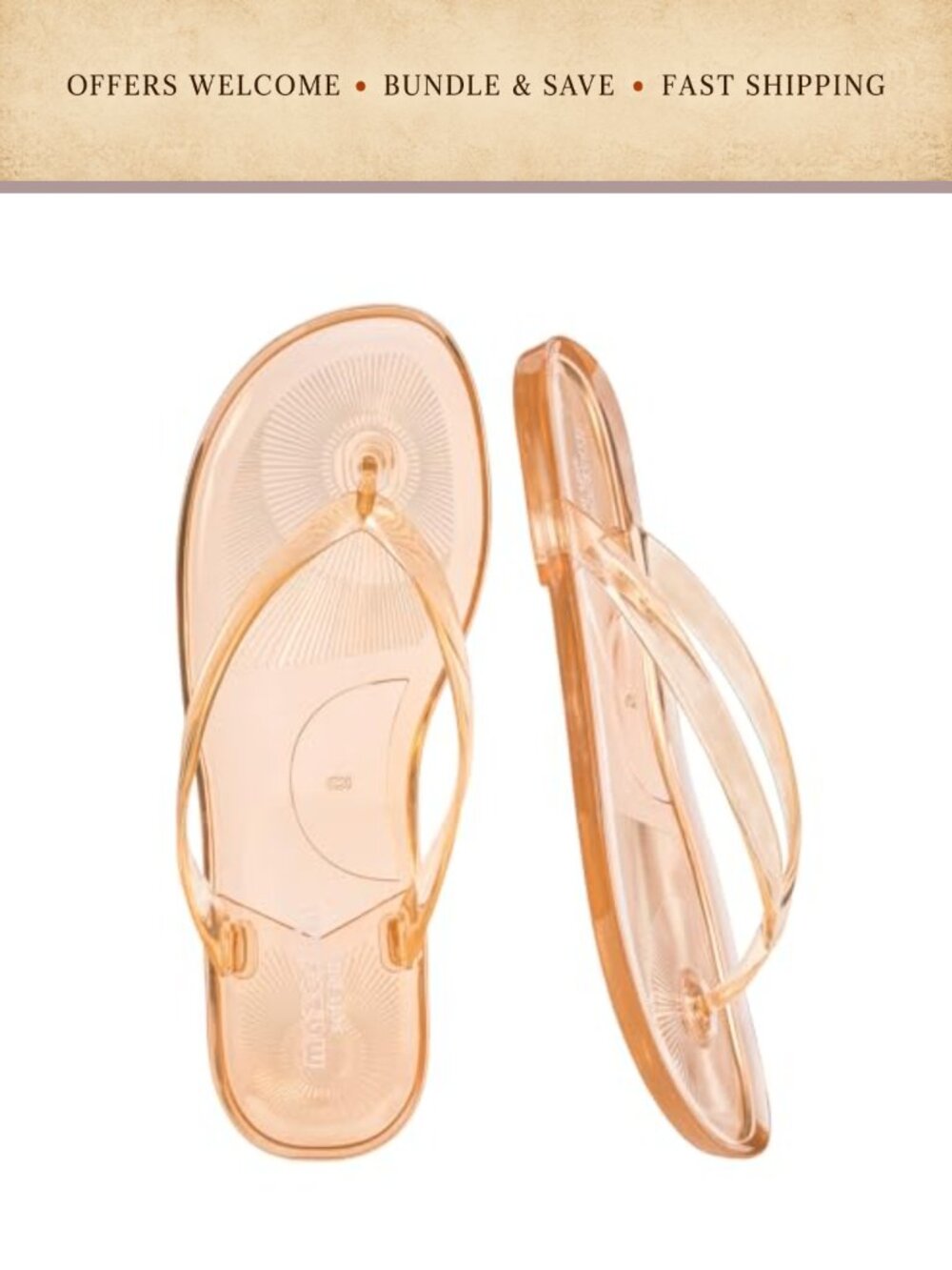 Womens Jelly Flip Flops Soft Flexible PVC Thong Sandals Waterproof Non-Slip